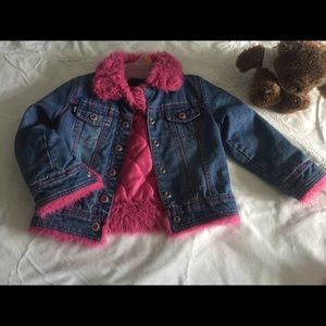 Girls Denim Jacket with Fur Sz S 4